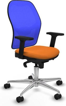 Piqueras y Crespo Jorquera Sincro Malla Azul Similpiel Naranja Brazos 2d Base Aluminio Ruedas 65mm Nailon