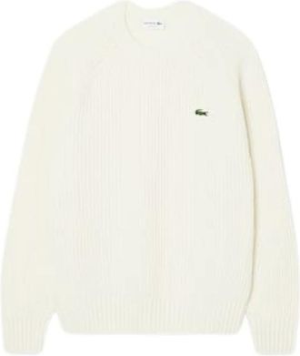 Lacoste Dikke trui van gekamde wol - Heren - Ronde hals truien - Beige - L - Wol - Truien & Vesten