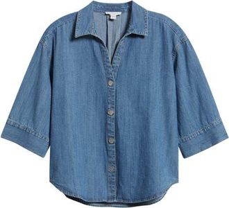 Beach Lunch Lounge Kindell Cotton Denim Button-Up Shirt in Medium Wash at Nordstrom, Size X-Large
