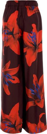 Alexander McQueen Alexander Mcqueen Womens Printed Satin Wide-leg Pant - Dark Brown Silk - Size EU 36 (Womens)