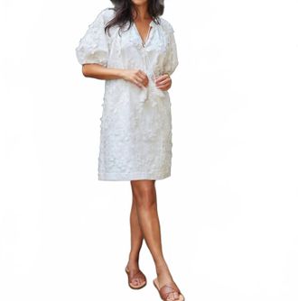 Karen Kane Embellished Tassel Dress In Off White