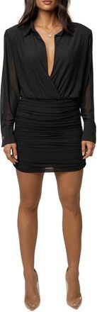 JLUXLABEL Leah Plunge Mini Dress in Black at Nordstrom, Size X-Small