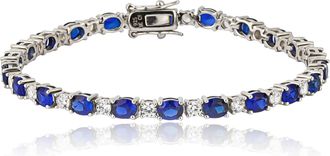 MAX + STONE Sterling Silver Oval Gemstone and Cubic Zirconia Tennis Bracelet