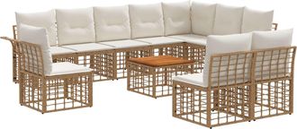 vidaXL Conjunto De Sof&aacute;s De Exterior 11 Uds. 10 Plaza Natural Y Crema Vidaxl