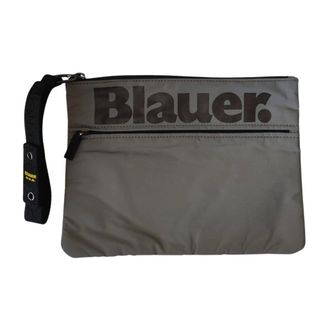 Blauer Nylon waxed clutch bag gray silver