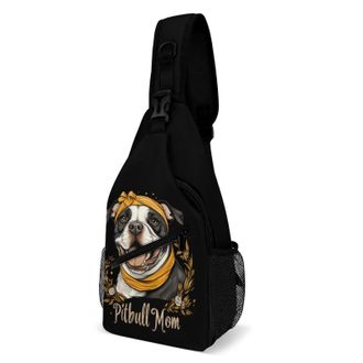 Generic Pit-bull Mom Unisex Shoulder Bags Casual Crossbody Chest Bag Sling Backpack for Hiking Cycling Travel