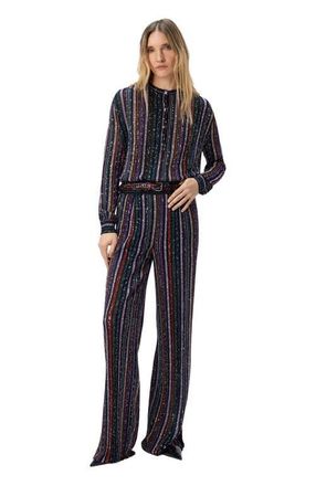 Missoni Long Pants In Herringbone Stripe Knit in Multicoloured Black at Nordstrom, Size 42 It