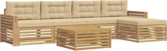 vidaXL Conjunto De Sof&aacute;s De Exterior 6 Uds. Y Beige Poli&eacute;ster Vidaxl