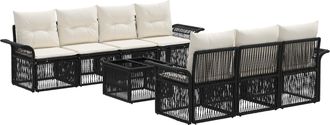 vidaXL Conjunto De Sof&aacute;s De Jard&iacute;n 8 Uds. Negro Rat&aacute;n Sint&eacute;tico Vidaxl