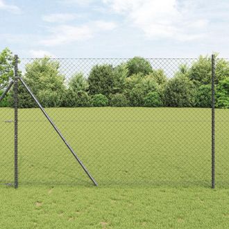 Berkfield Home Chain Link Fence Grey 1.6x10 m Steel in Black
