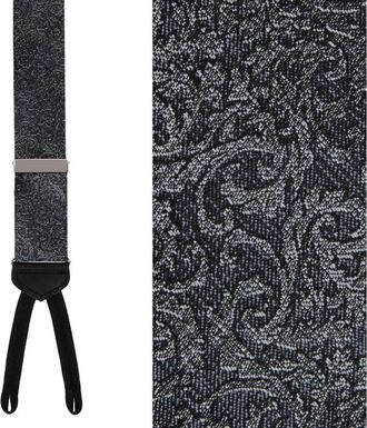 Trafalgar Store Esteban Scrolling Vines Tone on Tone Patterned Silk Formal End Brace in Silver And Black at Nordstrom