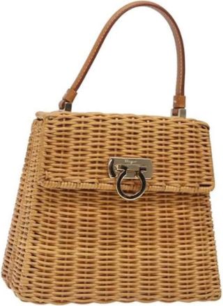 Ferragamo Pre-owned Fabric handbags - Dames - Vintage Handtas - Beige - ONE Size - Vintage