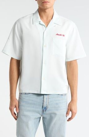 PacSun Ribbon Short Sleeve Button-Up Shirt in Light Blue at Nordstrom, Size X-Large