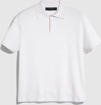 Gucci Silk Cotton Polo Shirt With Embroidery, Size XXXL, White, Ready-to-wear