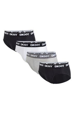 DKNY Pack of Four Briefs in Black/White/Grey/Black at Nordstrom Rack, Size X-Large