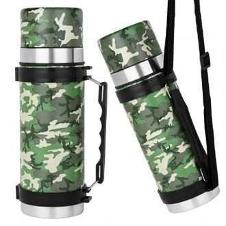 OEM Termo Grande Para Caf&eacute; Y T&eacute;, Acero Inoxidable, Dise&ntilde;o Moro, 1 L, Con Correa Y Asa