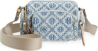 Tory Burch T Monogram Denim Pocket Crossbody Bag in Powder Blue at Nordstrom