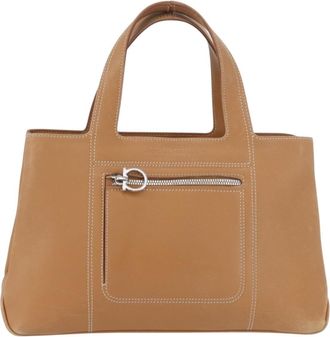 Ferragamo Vintage Leather Beige Leather Handbag (Pre-Owned)