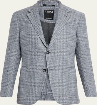 Ermenegildo Zegna Mens Oasi Cashmere Plaid Two-Button Sport Coat