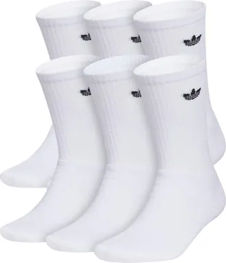adidas 6-Pack Trefoil Performance Crew Socks in White at Nordstrom, Size Large