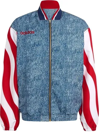 adidas Denim Graphic Track Top White Dark Blue KB2712