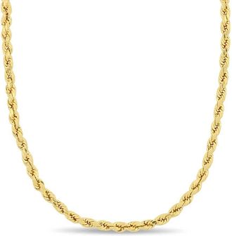 Amour 22 Inch Rope Chain Necklace In 14K Yellow Gold (3 Mm)