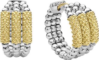 Lagos Caviar Bar Huggie Hoop Earrings in Silver/Gold at Nordstrom