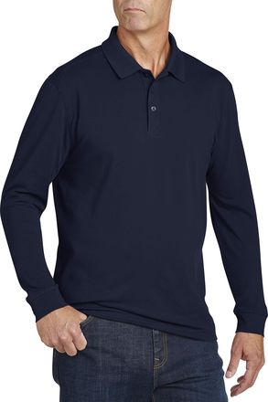 Cutter & Buck Mens Big and Tall Big & Tall 35+UPF, Long Sleeve Advantage Polo Shirt, Liberty Navy, XXXL Big