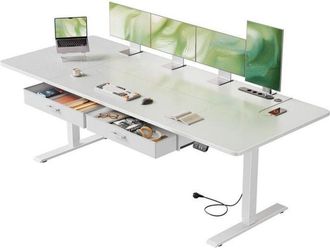 OEM Hlonone Mesa Elevable El&eacute;ctrica, 200 X 80 Cm Mesa Elevable Con Toma Incorporada, Puerto Usb-c, 2 Cajones Extra&iacute;bles, Blanco