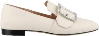 Bally Janelle Crystal Buckle Leather Loafers