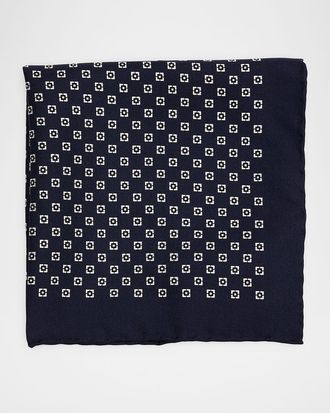 Brunello Cucinelli Mens Geometric Silk Pocket Square