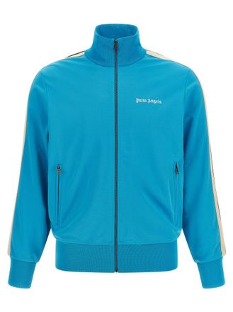 Palm Angels Light Blue Logo Mock Collar Jacket