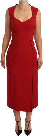 Dolce & Gabbana Rode Midi Jurk - Dames - Casual kleedjes - Rood - XS - Kleedjes