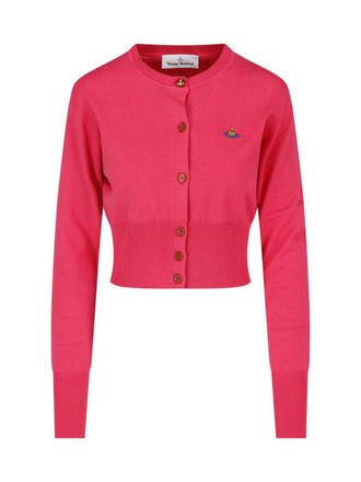 Vivienne Westwood Fuchsia Cashmere-Blend Orb Cropped Cardigan