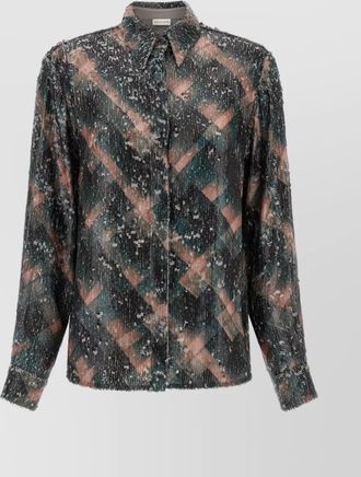 Dries Van Noten abstract pattern long sleeve collared shirt