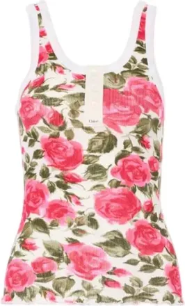 Chlo&eacute; Henley Tank Top - Dames - Tops zonder mouwen - Veelkleurig - M - Katoen - Tops
