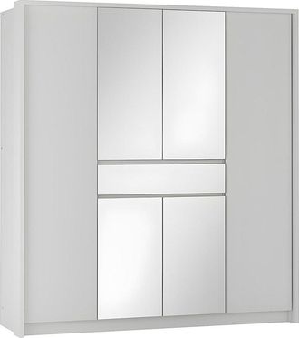 Vente-Unique Armario 6 puertas y 1 caj&oacute;n - Con espejo - 200 cm de ancho - Blanco - ZADIA