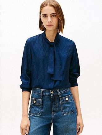 Tommy Hilfiger Regular Fit Silk Blend Flag Jacquard Shirt