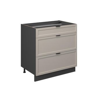 Vicco Mueble Bajo De Cocina Fame-line, Grisbeige, 80 Cm Con 3 Cajones, Sin Encimera, Vicco