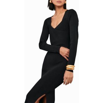 Reiss Sophia Long Sleeve Knit Maxi Dress in Black at Nordstrom, Size X-Large