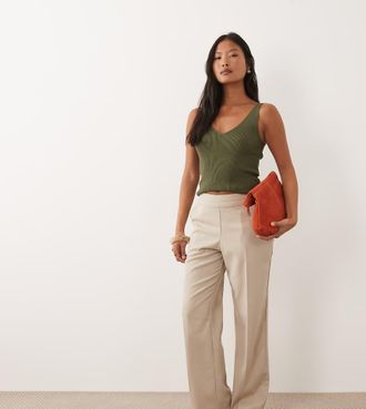 Miss Selfridge Pantaloni dritti sartoriali color pietra-Neutro