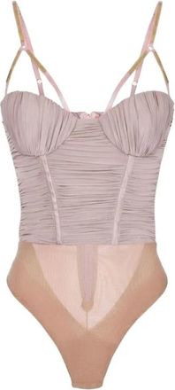 Elisabetta Franchi Bodysuit in Jersey met Juweelapplicaties - Dames - Bodies - Roze - M - Tule - Tops