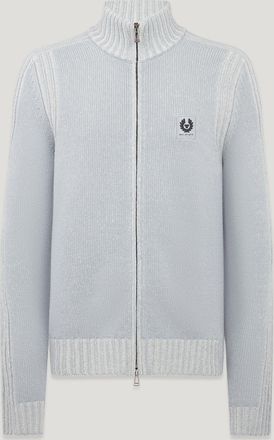 Belstaff Seasonal Watch Full Zip Jumper Mens Lambswool Quarry Blue / Silver Birch Size M