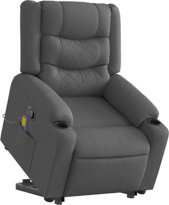 vidaXL Silla De Masaje Reclinable De Pie De Tela Gris Oscuro Vidaxl