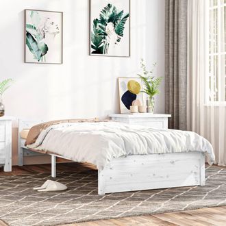 vidaXL Estructura De Cama Sin Colch&oacute;n Madera Maciza Blanco 90x200 Cm Vidaxl