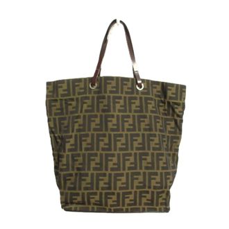 Fendi Zucca Brown Canvas Tote Bag (Pre-Owned)