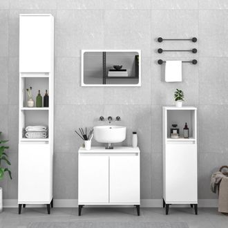 vidaXL Vidaxl - Juego De Muebles De Ba&ntilde;o 3 Pzas Madera Contrachapada Blanco