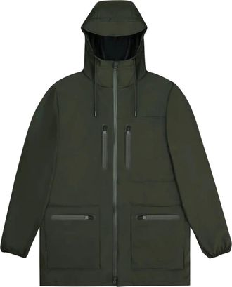 Rains Cargo Long Jacket - Heren - Regenjassen - Groen - S - Polyester - Jassen