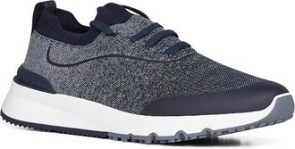 Brunello Cucinelli Mens Runners Techno Cotton Navy Blue Trainers Sneaker