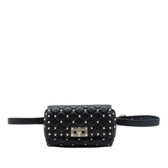 Valentino Pre-owned Quilted Rockstud Belt Bag - Dames - Pre-owned - Zwart - Maat: ONE Size Leer